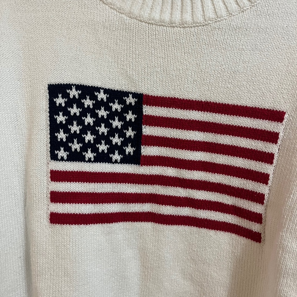 American Flag white knit sweater